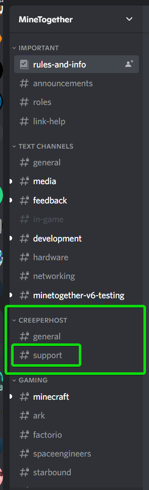 MineTogether Discord CreeperHost Support