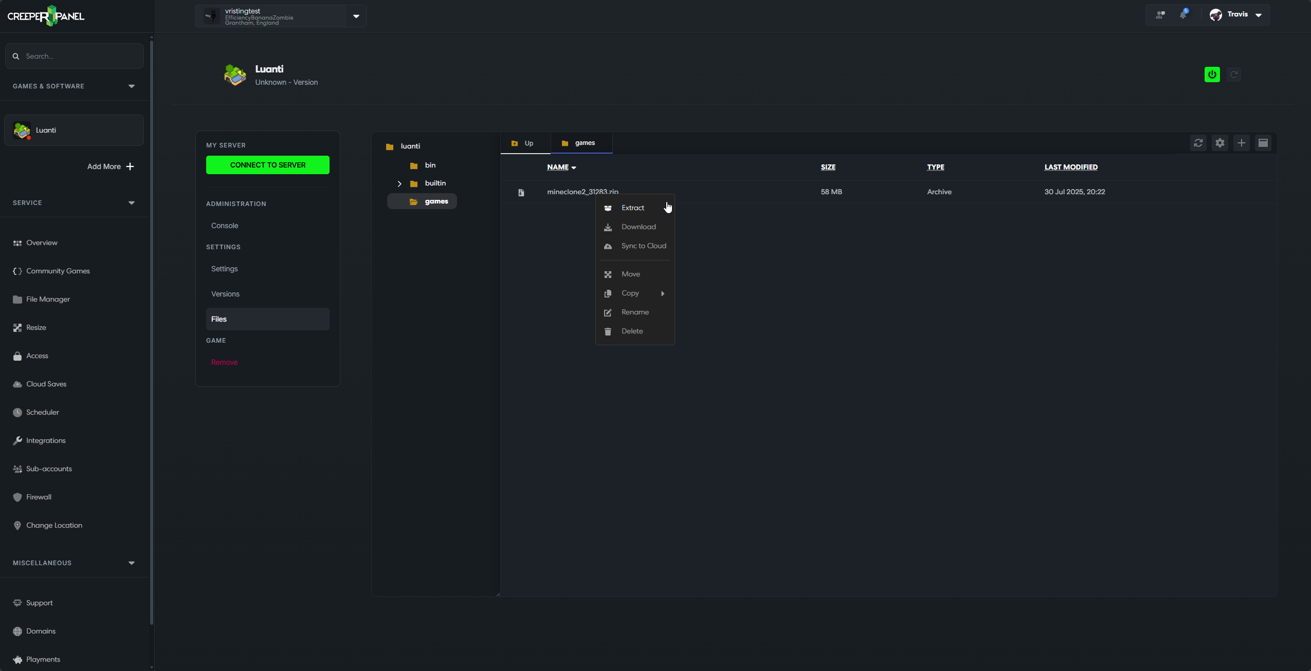 Luanti Install Games CreeperPanel Extract