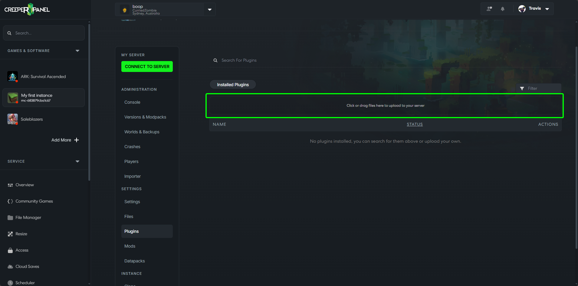 Minecraft: Java CreeperPanel Select Upload